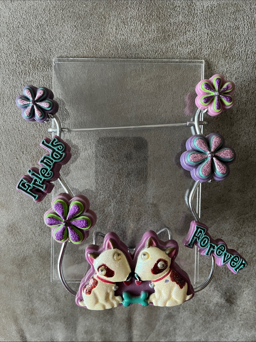 Girls' Purple 'Friends Forever' Puppy & Flower picture frame